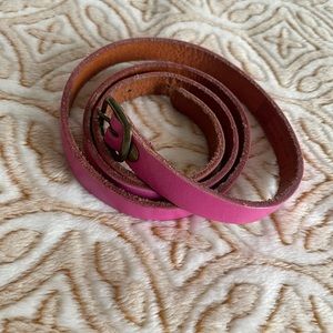 Y2K Gap Pink Genuine Leather Skinny Belt